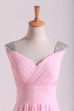 2024 Straps Prom Dresses Beaded Straps Chiffon Floor Length P92PRY7F