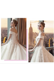 Gorgeous Off The Shoulder Lace Cathedral Train Wedding Dresses Princess Bridal STKPT58L82L