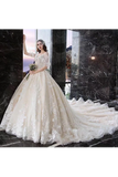 Princess Half Sleeve Ball Gown Wedding Dresses Appliques V Neck Bridal STKPYYC62LK