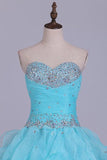 2024 Quinceanera Dresses Ball Gown Sweetheart Floor Length Organza With Beading PSZKCLJY