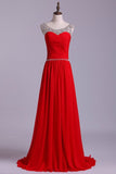 2024 Scoop Prom Dresses A Line Chiffon With Beads PG6SC6HP