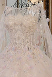 2024 Scoop Neck New Arrival Luxury A Line Wedding Dresses Tulle With Beads PXZAZ8T5