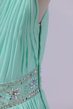 2024 Prom Dresses One Shoulder A-Line Chiffon With Beading&Sequins Floor PKKX1654