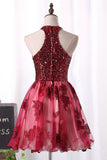 2024 A Line Homecoming Dresses Scoop Tulle With Beads And PPN3TS7Q