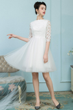 Bateau White Tulle Short Homecoming Dress