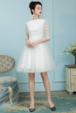 Bateau White Tulle Short Homecoming Dress