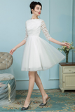 Bateau White Tulle Short Homecoming Dress