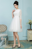 Bateau White Tulle Short Homecoming Dress