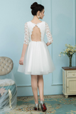 Bateau White Tulle Short Homecoming Dress