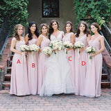 Simple Pink Mismatched A-Line Bridesmaid Dresses, Elegant Chiffon Bridesmaid Dress STK15397