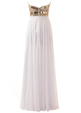 Gorgeous Sweetheart Beaded Chiffon Floor-Length Strapless Long Prom Dresses