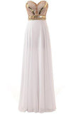 Gorgeous Sweetheart Beaded Chiffon Floor-Length Strapless Long Prom Dresses