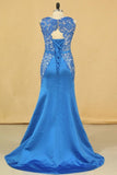 2024 Mermaid/Trumpet Scoop With Sash Satin & Lace Prom P36LJFP8