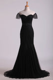 2024 Off The Shoulder Prom Dresses Mermaid Train Floor Length With PEL8QJ86