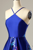 A-Line V-Neck Royal Blue Homecoming Party Dress