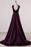 2024 Velvet High Neck Open Back Evening Dresses Mermaid P7XA1BTC