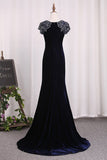 2024 Velvet Scoop With Beading Evening Dresses Mermaid PJS2BL2S