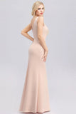 Elegant V-Neck Floral Lace Pink Evening Dress Satin Prom Dresses STK15216