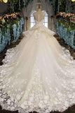 2024 New Arrival Wedding Dresses Scoop Neck With Appliques And Crystals P1AXCYTA