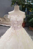 2024 Floral Wedding Dresses Lace Up Scoop Neck With Appliques And PX4JFC83