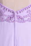 2024 Spaghetti Straps Beaded Bodice A-Line Chiffon Prom PZPMLJKS