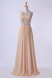 2024 Prom Dresses Scoop A Line Floor-Length Open Back Chiffon With PLNC38KE