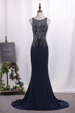 2024 Chiffon Mermaid Prom Dresses Scoop With Beading PX8YCMLS