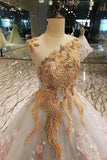 2024 New Arrival Floral Wedding Dresses Scoop Neck A-Line With Appliques Pearls And Handmade Flowers P8J339XK