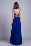 2024 Hot Selling Prom Dresses Dark Royal Blue A-Line Scoop Floor-Length P91SC5J1