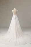 Lace Applique Cap Sleeve Long Wedding Dress