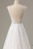 Lace Applique Cap Sleeve Long Wedding Dress