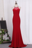 2024 Prom Dresses Scoop Mermaid Spandex With Beading PFG7DM1P