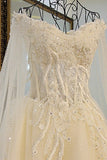 2024 Off The Shoulder Wedding Dresses A Line With Beading Court Train Tulle PNL96SGN