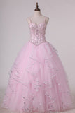 2024 Spaghetti Strap Beaded Bodice Quinceanera Dresses PY2SQ3XP