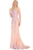 2024 Mermaid Scoop Tulle Prom Dresses With Beads&Appliques P4QJHYNT