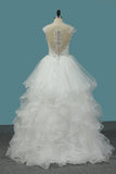 2024 A Line V Neck Wedding Dresses Tulle With Applique P5GYNK2E