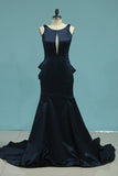 2024 New Arrival Scoop Satin With Beading Prom Dresses Mermaid PKF6E1B6