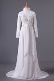 2024 Musilim Wedding Dresses Empire Waist Sweetheart Chiffon With PEA34SDL