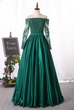 2024 Off The Shoulder Long Sleeves Evening Dresses A-Line PHBM6DCK