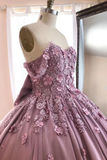 Ball Gown Off The Shoulder Tulle Quinceanera Dress With Lace Appliques Puffy Prom STKP3HM7KB3