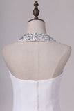 2024 White Halter Bridesmaid Dresses With Beading Floor PENZQ62X