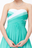 Simple Unique Ombre Green Spaghetti Straps Sweetheart A-Line Chiffon Prom Dresses