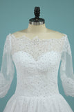 2024 Mid-Length Sleeves Baot Neck Wedding Dresses A Line With PCD5LARC