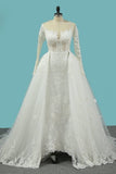 2024 Mermaid Tulle Wedding Dresses Long Sleeves Scoop P61CQBQQ