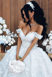 A Line Off The Shoulder Wedding Dresses Tulle With Applique And STKPR88F3G3