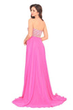 2024 A Line Sweetheart Beaded Bodice Prom Dresses Chiffon Sweep P8YC1KZQ