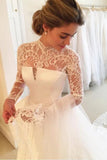 2024 High Neck Open Back Long Sleeves Wedding Dresses A PH8YCATA