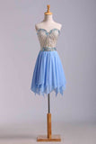 2024 Stunning Homecoming Dresses Sweetheart A Line Short/Mini With Beads PQPBX8ZF