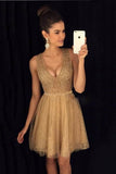 2024 V Neck A Line Homecoming Dresses Tulle With PGSH25Z4