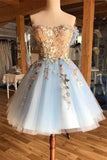 A Line Above-Knee Tulle Homecoming Prom Dress PH5NC5HZ